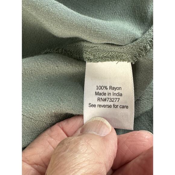 Women's Ruched Long Sleeve Crop Top Green Sz M V-Neck Blouse Drawstring - Picture 13 of 14